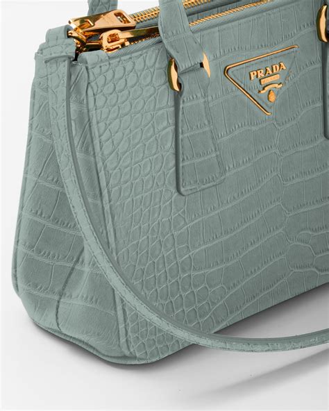 Periwinkle Blue Prada Galleria Crocodile Leather Mini